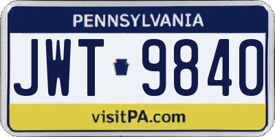 PA license plate JWT9840