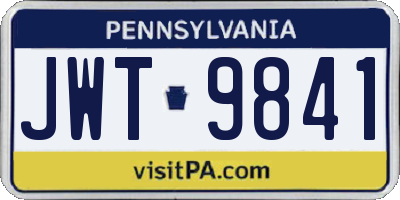 PA license plate JWT9841