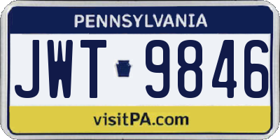 PA license plate JWT9846