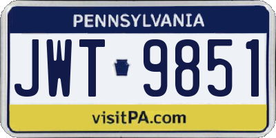 PA license plate JWT9851