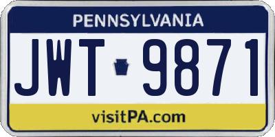 PA license plate JWT9871