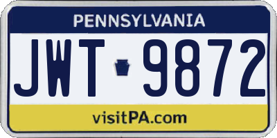 PA license plate JWT9872