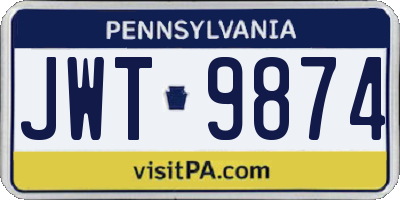 PA license plate JWT9874
