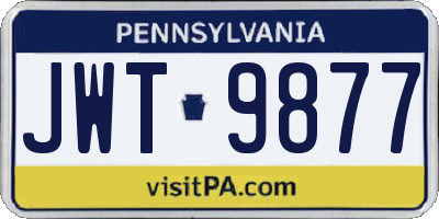 PA license plate JWT9877