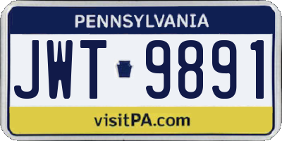 PA license plate JWT9891