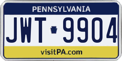 PA license plate JWT9904