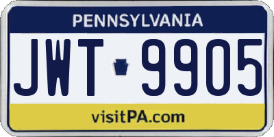 PA license plate JWT9905