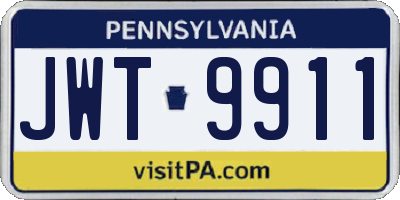 PA license plate JWT9911
