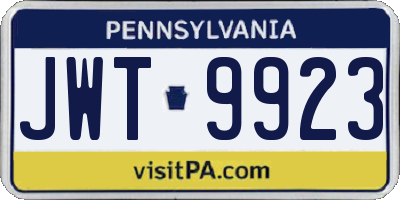 PA license plate JWT9923