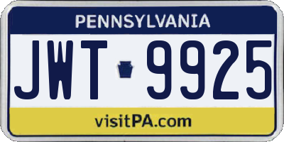 PA license plate JWT9925