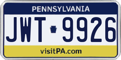 PA license plate JWT9926