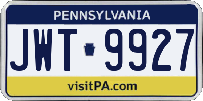 PA license plate JWT9927
