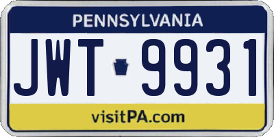 PA license plate JWT9931