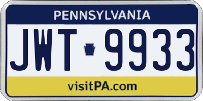 PA license plate JWT9933