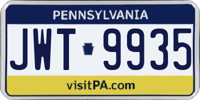 PA license plate JWT9935