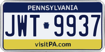 PA license plate JWT9937