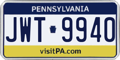 PA license plate JWT9940