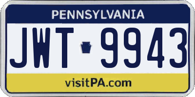 PA license plate JWT9943