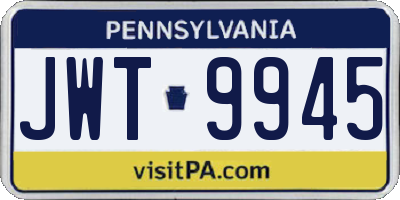 PA license plate JWT9945