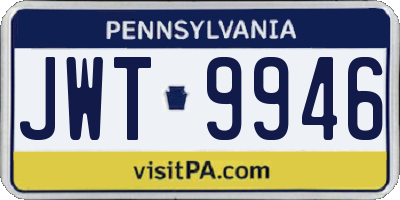 PA license plate JWT9946