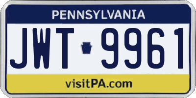 PA license plate JWT9961