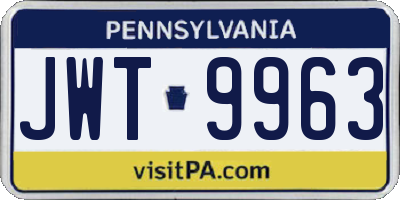PA license plate JWT9963