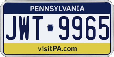 PA license plate JWT9965