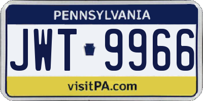 PA license plate JWT9966