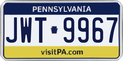 PA license plate JWT9967