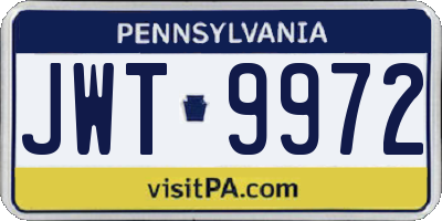 PA license plate JWT9972