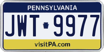 PA license plate JWT9977