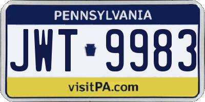PA license plate JWT9983