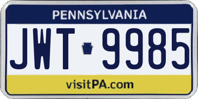 PA license plate JWT9985