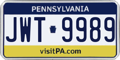 PA license plate JWT9989