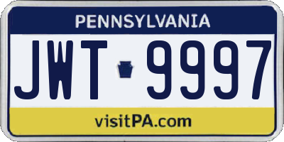 PA license plate JWT9997