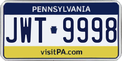 PA license plate JWT9998