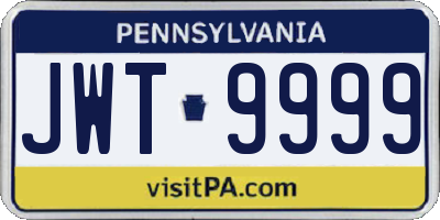 PA license plate JWT9999