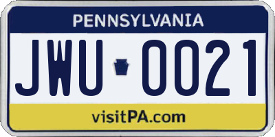 PA license plate JWU0021
