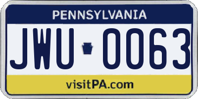 PA license plate JWU0063