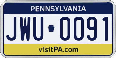 PA license plate JWU0091