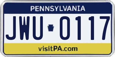 PA license plate JWU0117