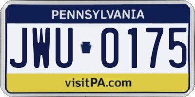 PA license plate JWU0175