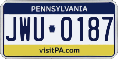 PA license plate JWU0187
