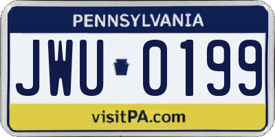 PA license plate JWU0199