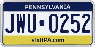 PA license plate JWU0252