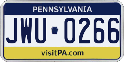 PA license plate JWU0266