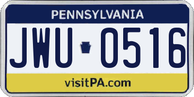 PA license plate JWU0516