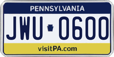 PA license plate JWU0600