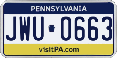 PA license plate JWU0663