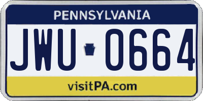 PA license plate JWU0664
